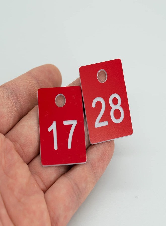 StayMax ABS Plastic Numbered Rectangle Key Tags ID Tags Number Disc with Hole (1-100, Red) - Image 5